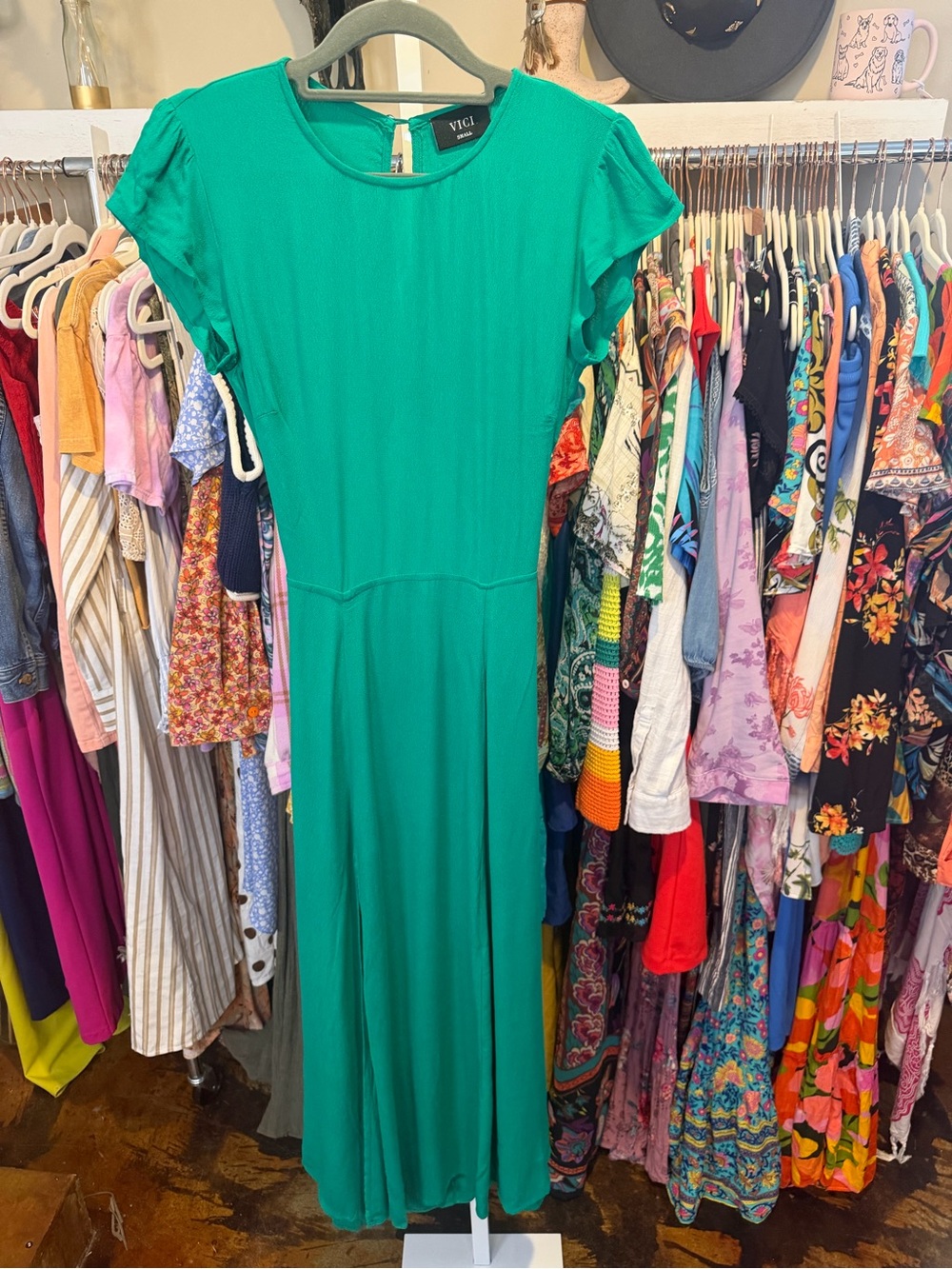 NWOT Vici Green Back Cutout Midi Dress - Picture 4 of 8